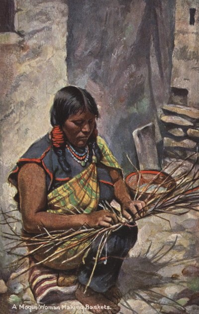 Eine Moqui-Frau beim Korbflechten, Arizona, USA von American Photographer