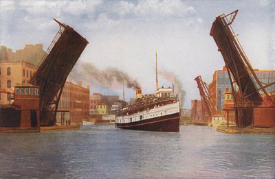 Chicago: State Street Bascule-Brücke gehoben für Ausflugsdampfer von American Photographer
