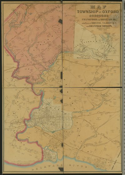 Karte der Gemeinde Oxford, Boroughs of Frankford & Bridesburg mit Teilen von Bristol, N. Liberties und Cheltenham Townships, 1849 von American Photographer