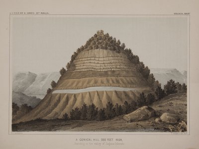 Ein kegelförmiger Hügel, 500 Fuß hoch, im Tal von Laquna Colorado von American School