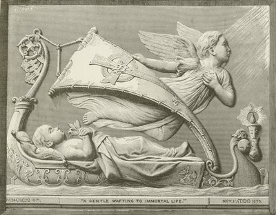 "Ein sanftes Wehen zum unsterblichen Leben." nach der Skulptur von F M Miller (Gravur) von American School