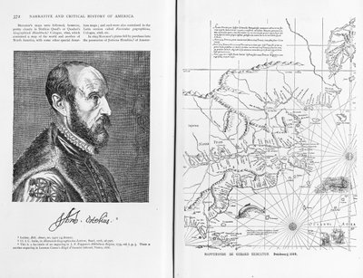 Abraham Ortelius (1527-98) und seine Weltkarte von 1569, Illustration aus 