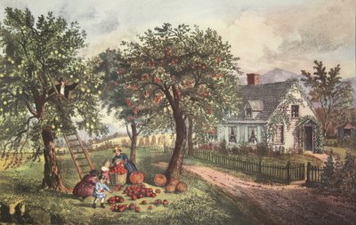 Amerikanische Heimstätte - Herbst, veröffentlicht 1869, Currier & Ives von American School