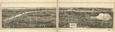 Vogelperspektive auf den Teil der 23. und 24. Bezirke der Stadt New York, westlich der New York und Harlem Railroad von American School