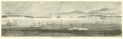 Blockadeflotte vor Wilmington, Old Inlet, Oktober 1864 von American School