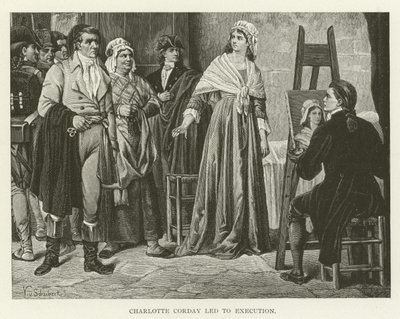 Charlotte Corday zur Hinrichtung geführt von American School