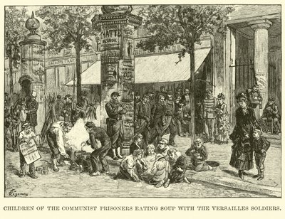 Kinder der kommunistischen Gefangenen essen Suppe mit den Soldaten von Versailles von American School