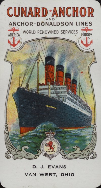 Cunard Schiff - Aquitania von American School