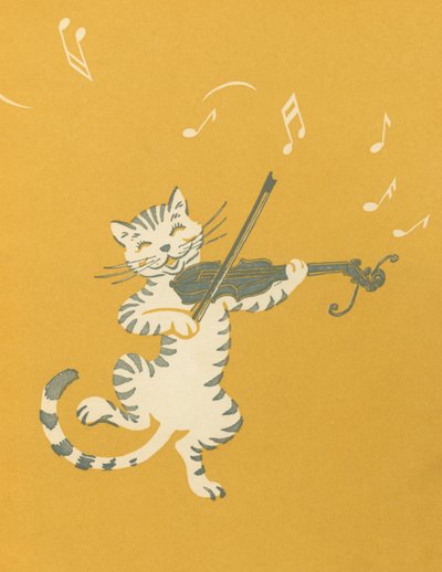 Tanzende Katze spielt Geige von American School