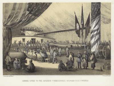 Abendessen für die japanischen Kommissare an Bord der USS Powhatan von American School
