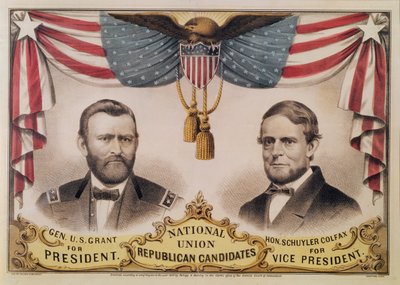 Wahlplakat für die US-Präsidentschaftswahl 1868 mit Ulysses S. Grant und Schuyler Colfax, 1868 von American School