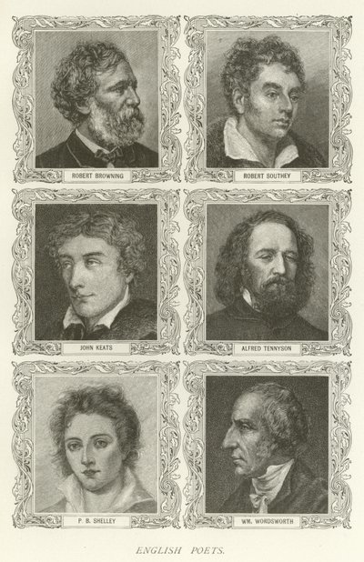 Englische Dichter, Robert Browning, Robert Southey, John Keats, Alfred Tennyson, P. B. Shelley, William Wordsworth von American School