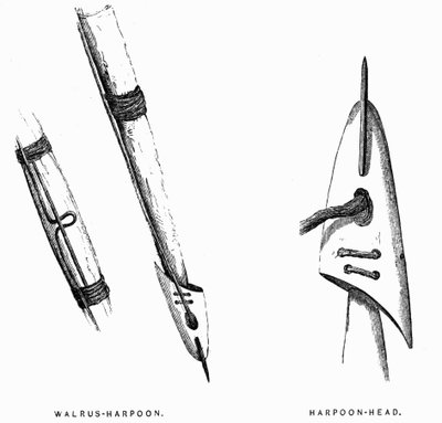 Eskimo-Jagdwerkzeuge: Harpunen - Elisha Kent Kane, Arktische Erkundungen in den Jahren 1853-1855, Bd. 1, S. 412, Philadelphia von American School