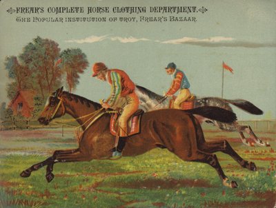 Galoppierende Pferde mit Jockeys von American School