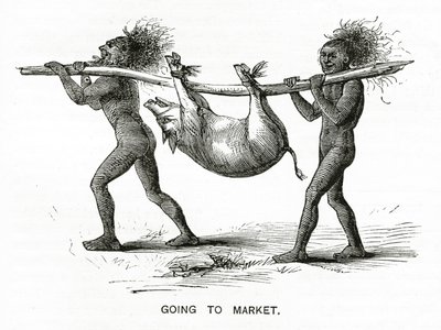 Auf dem Weg zum Markt, Illustration aus Appletons Journal, 4. Mai 1872 von American School