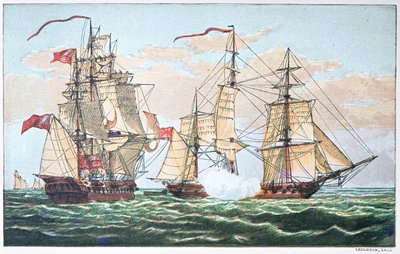 HMS Shannon gegen die amerikanische Chesapeake im Jahr 1813 während des Krieges von 1812 von American School