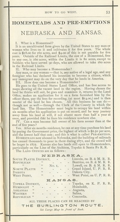 Heimstätten und Vorkaufsrechte, 1872 von American School