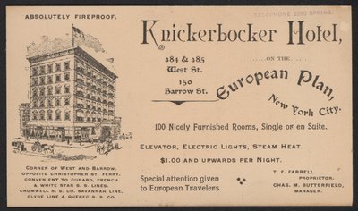 Hotel-Werbekarte von American School