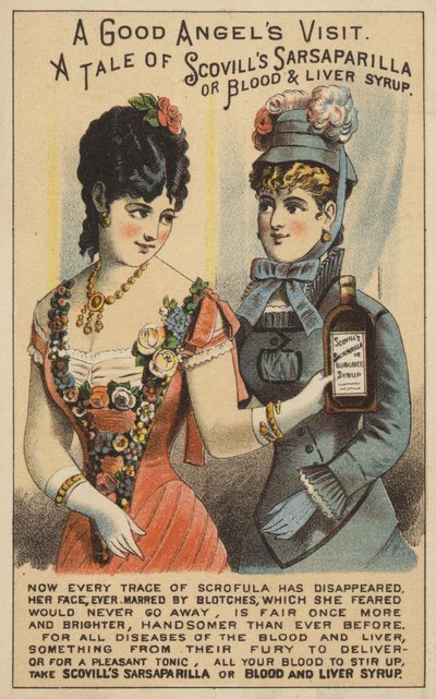 Damen mit Sarsaparilla-Flasche von American School