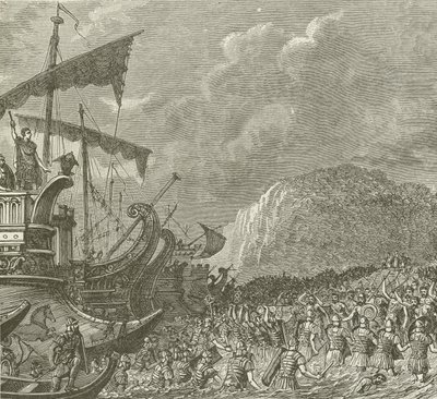 Landung der Römer unter Cäsar in Britannien, 55 v. Chr. von American School