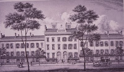 LeRoy Place im Jahr 1831, Teil der heutigen Bleecker Street in Greenwich Village (Stich) von American School