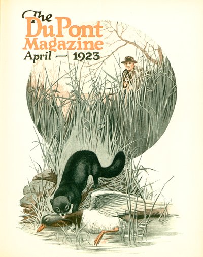 Weniger Ungeziefer - Mehr Wild, Titelseite des DuPont Magazins, April 1923 von American School