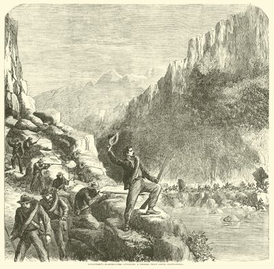 Longstreets Scharfschützen greifen einen Bundeszug oberhalb von Chattanooga an, Oktober 1863 von American School