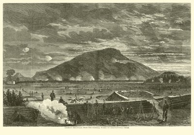 Lookout Mountain, von den Bundeswerken am Chattanooga Creek, November 1863 von American School