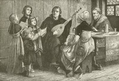 Luther inmitten seiner Familie von American School