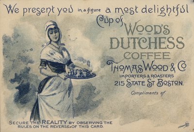 Magd serviert Kaffee, Werbung für Woods Duchess Coffee, Boston von American School