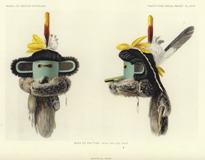 Maske von Pautiwa - Vorder- und Seitenansichten von American School