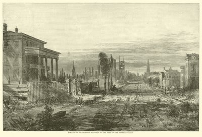 Teil von Charleston, der dem Feuer der Bundesflotte ausgesetzt ist, August 1863 von American School