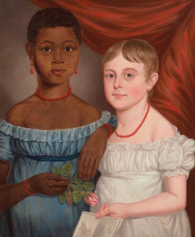 Porträt von zwei Mädchen, frühes 19. Jahrhundert von American School