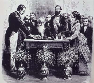 Professor Samuel Finley Breese Morse erklärt die Funktion seiner Erfindung von American School