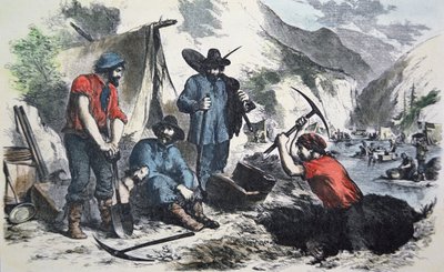 Goldsucher während des kalifornischen Goldrauschs von 1849 von American School