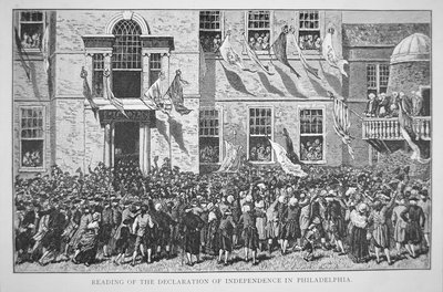 Verlesung der Unabhängigkeitserklärung an die Bürger von Philadelphia, 8. Juli 1776 von American School