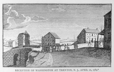 Empfang von Washington in Trenton, New Jersey, 21. April 1789, aus 