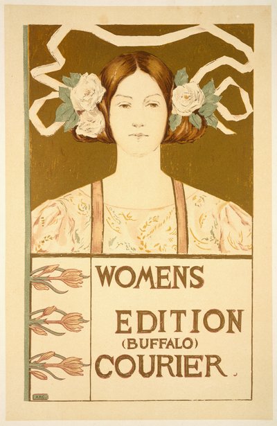 Reproduktion eines Posters zur Werbung für die Frauen-Ausgabe des Buffalo Courier von American School