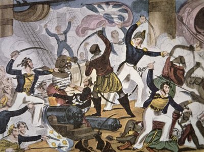 Matrosen der Royal Navy entern ein algerisches Piratenschiff, ca. 1820 von American School