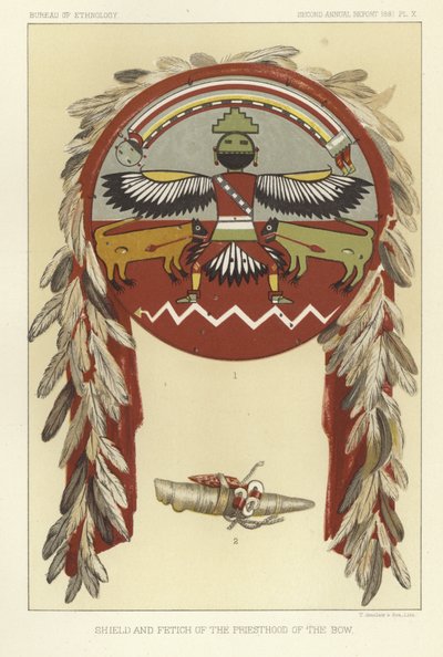 Schild und Fetisch des Priesterordens des Bogens von American School