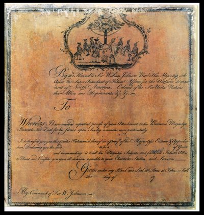 Sir William Johnsons Indianisches Zeugnis, ca. 1770 von American School