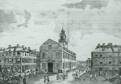 Südwestansicht des alten Staatshauses, Boston, 1881 von American School