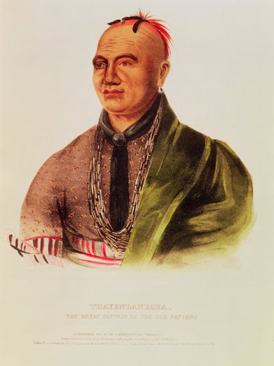 Thayendanegea, der große Kapitän der Sechs Nationen (Farblithografie) von American School