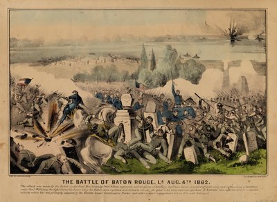 Die Schlacht von Baton Rouge, La. 4. August 1862, veröffentlicht von Currier & Ives, ca. 1862 von American School