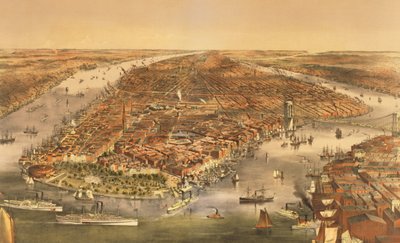 Die Stadt New York, veröffentlicht von Currier und Ives, 1870 von American School