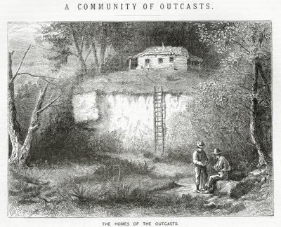 Die Häuser der Ausgestoßenen, Illustration für eine Feature-Story, A Community of Outcasts, aus Appletons Journal von American School