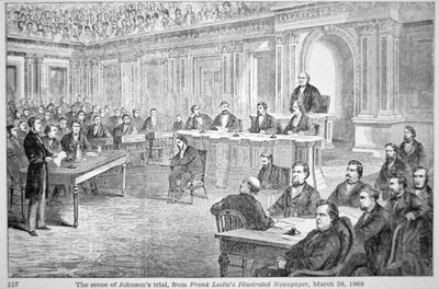 Das Amtsenthebungsverfahren gegen Präsident Johnson im Jahr 1868, Illustration aus 