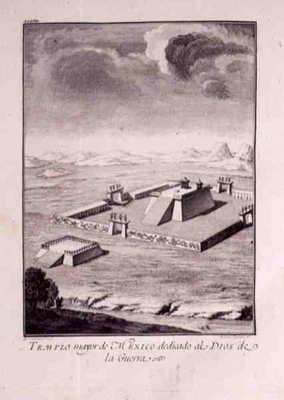 Der Haupttempel von Mexiko, den Kriegsgöttern gewidmet, aus Antonio de Solis y Rivadeneira Solis