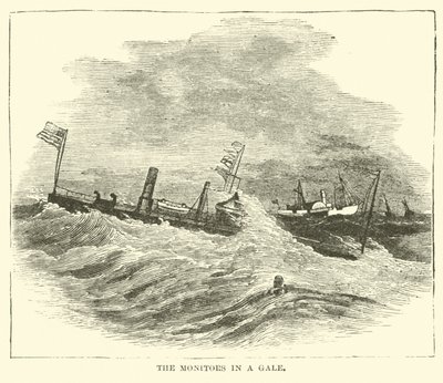Die Monitore in einem Sturm, Dezember 1864 von American School