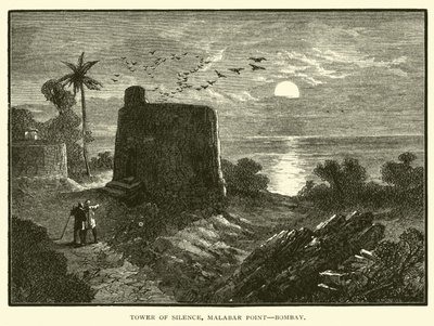 Turm des Schweigens, Malabar Point, Bombay von American School